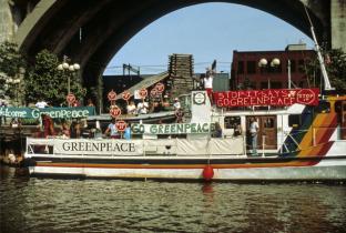 Die Beluga I 1988 auf Umwelttour auf den amerikanisch-kanadischen Seen