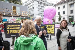 Activists Confront Prime Minister with Giant Octopus in Norway