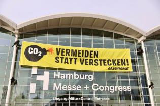 Protest at CCS trade fair in Hamburg