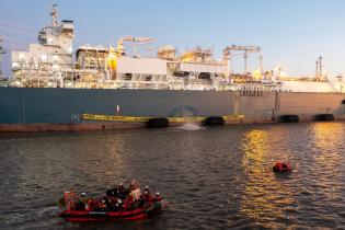 Aerial photos of the protest against liquefied natural gas imports