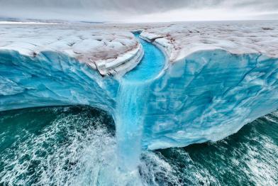 Arctic Ice Melting into the Cold Waters of Svalbard