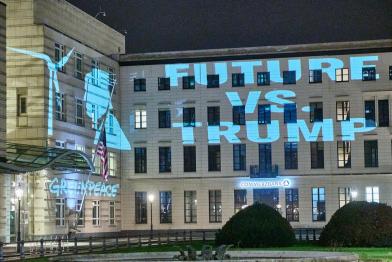 Projection on U.S. Embassy in Berlin after Trump Orders Exit from Paris Climate Agreement