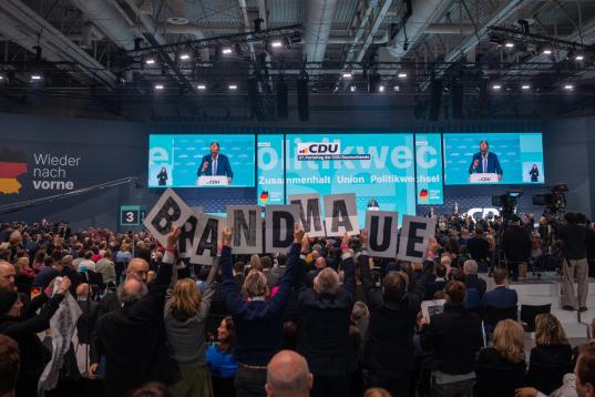 Protest During the Christian Democratic Union - CDU -Party Conference in the City Cube in Berlin