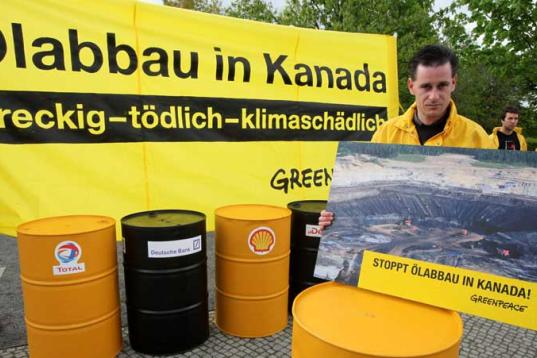 Greenpeace-Protest gegen Ölsandabbau in Kanada im Mai 2010