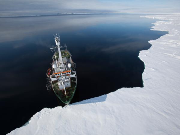 Arctic Sunrise an der Grenze des arktischen Meereises