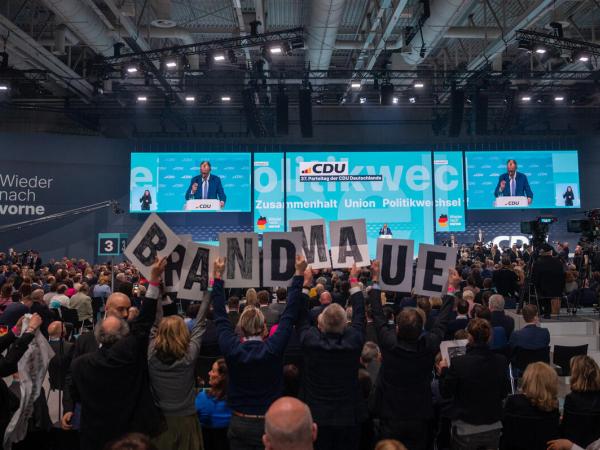 Protest During the Christian Democratic Union - CDU -Party Conference in the City Cube in Berlin