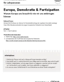 Informationsblatt & Verlaufsplan "Europa, Demokratie und Partizipation"